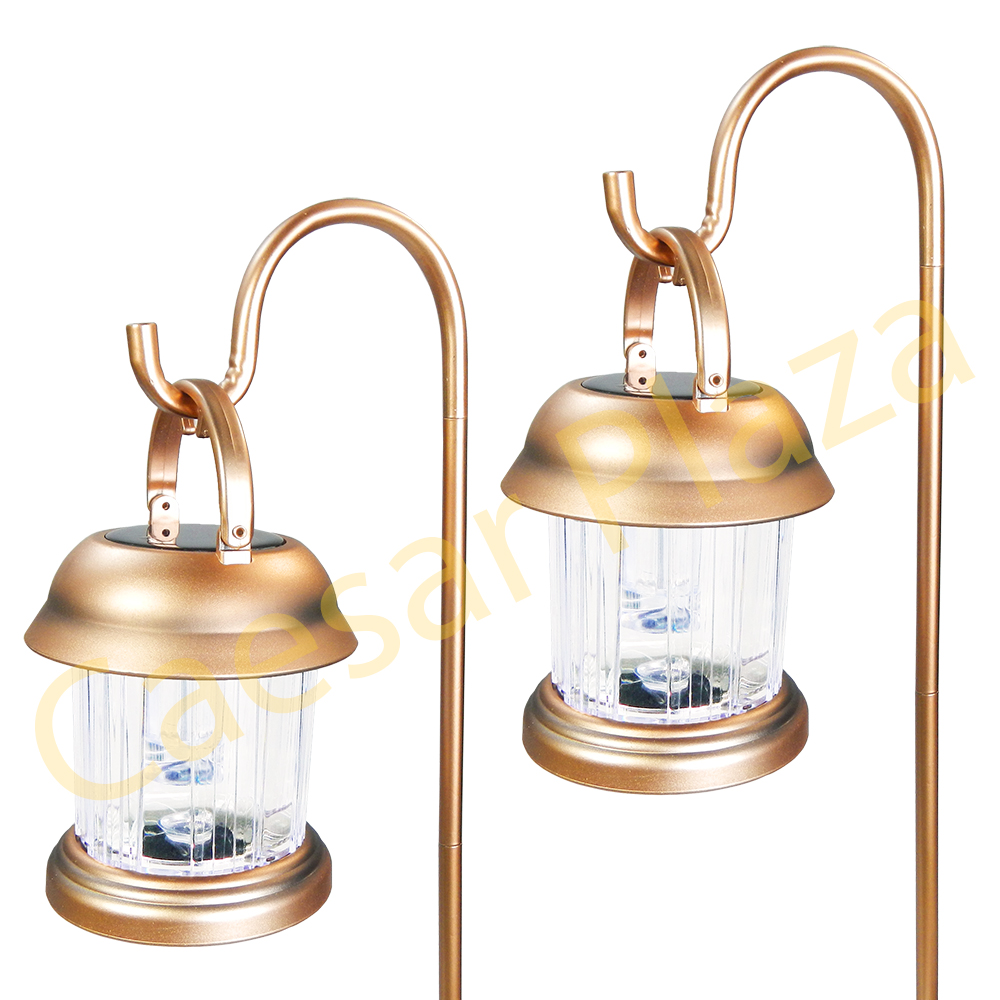 6 Outdoor Brass / Copper Color 2 LED Solar Hanging Landscape Path